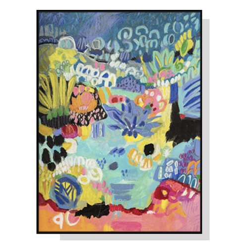 Wall Art 90cmx135cm Summer Smile B Black Frame Canvas - Main Image