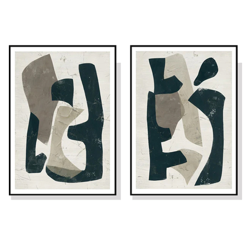 Wall Art 60cmx90cm Abstract Puzzle 2 Sets Black Frame Canvas - Main Image