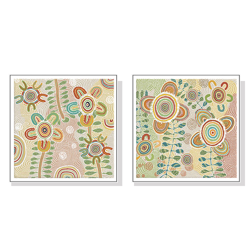 Wall Art 50cmx50cm Lovely Pattern 2 Sets White Frame Canvas - Main Image