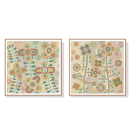 Wall Art 50cmx50cm Lovely Pattern II 2 Sets Wood Frame Canvas - Main Image