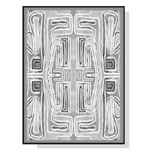 Wall Art 50cmx70cm Abstract Mountain Black Frame Canvas - Main Image