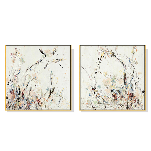 Wall Art 90cmx90cm Afternoon Walk 2 Sets Gold Frame Canvas - Main Image