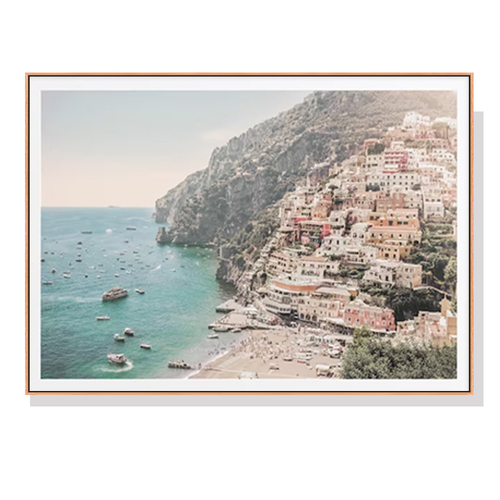 Wall Art 70cmx100cm Italy Amalfi Coast Wood Frame Canvas - Main Image