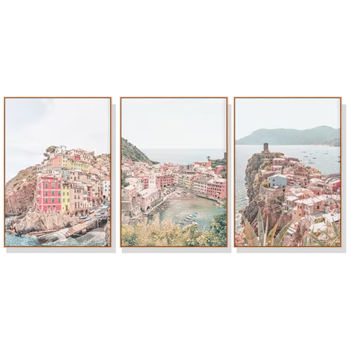 Wall Art 60cmx90cm Italy Cinque Terre 3 Sets Wood Frame Canvas - Main Image