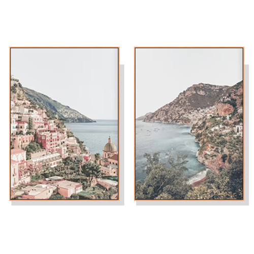 Wall Art 70cmx100cm Italy Positano 2 Sets Wood Frame Canvas - Main Image
