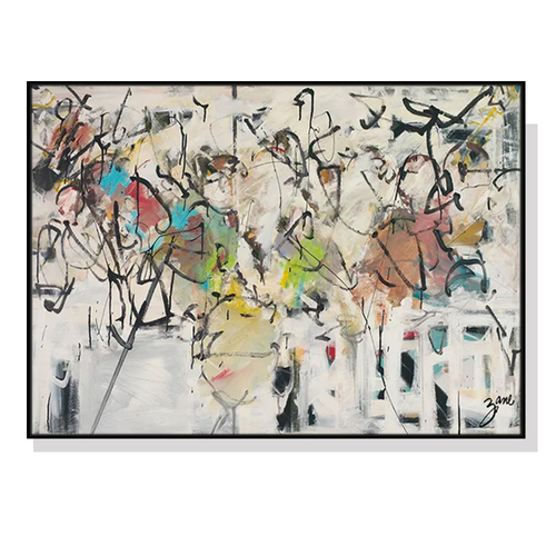 Wall Art 50cmx70cm Abstract White Dream Black Frame Canvas - Main Image