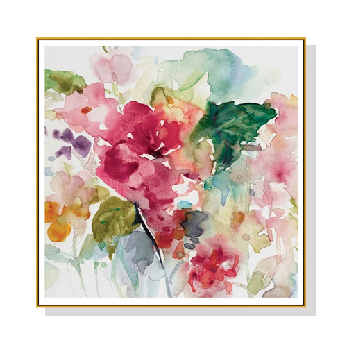 Wall Art 100cmx100cm Floral Brunch Gold Frame Canvas - Main Image