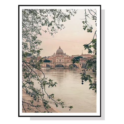 Wall Art 40cmx60cm Rome City Black Frame Canvas - Main Image