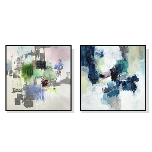 Wall Art 100cmx100cm Blue Crushers 2 Sets Black Frame Canvas - Main Image