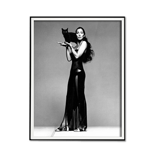 Wall Art 70cmx100cm Cher Music Black and White, Black Frame Canvas - Main Image