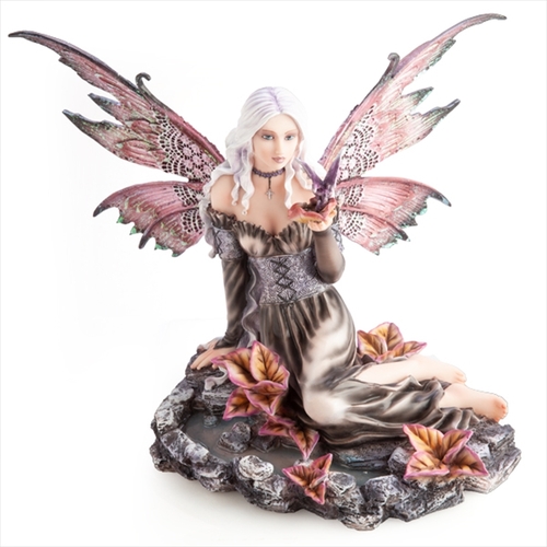Fairy in Flower Rock Pond with Tiny Dragon - Main Image