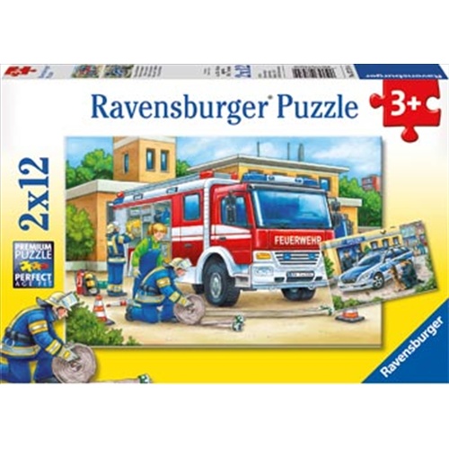 Ravensburger - Police and Firefighters Puzzle 2x12 Piece Puzzle - Main Image