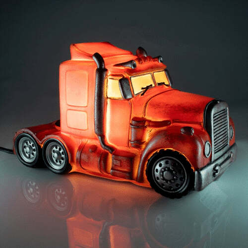 Red Metal Look Truck Table Lamp - Main Image