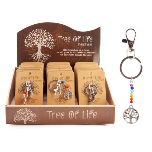 Tree Of Life Rainbow Bead Keychain - Main Image