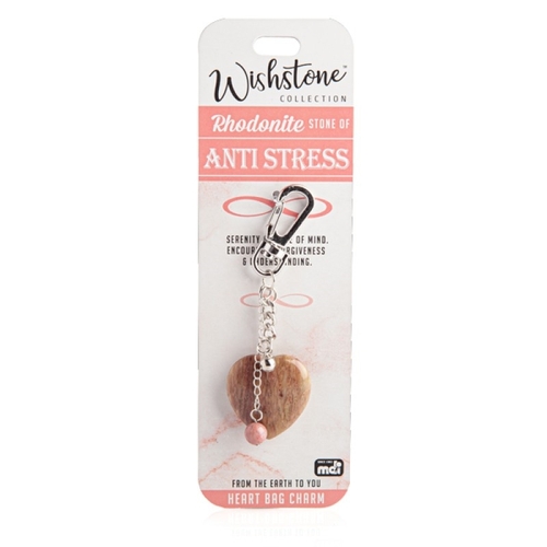 Rhodonite Heart Bag Charm - Main Image