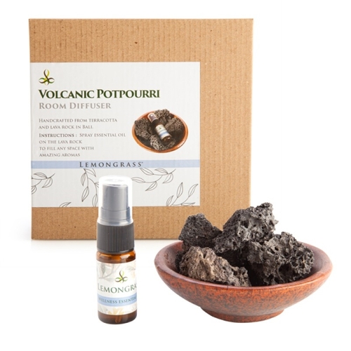 Volcanic Room Diffuser in Terracotta Bowl - Lemongrass - Main Image