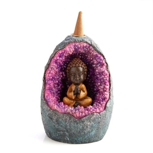 Baby Buddha Geode LED Backflow Incense Burner - Main Image
