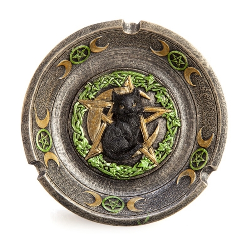 Black Cat Pentacle Moons Incense Burner - Main Image
