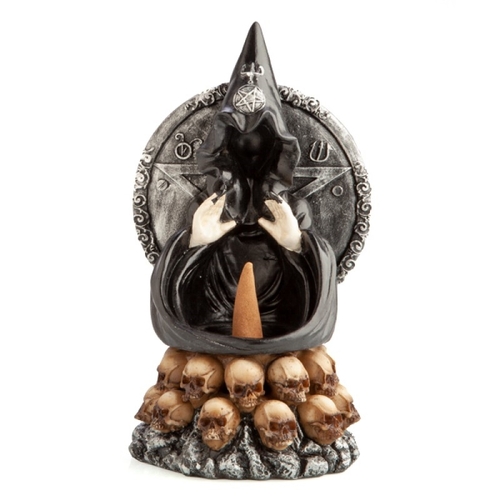 Hooded Baphomet & Skulls Backflow Incense Burner - Main Image
