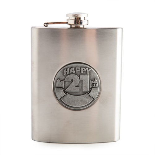 21st Engravable Metal Flask - Main Image