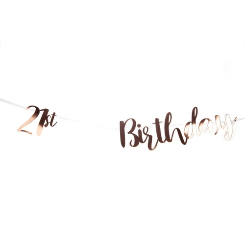 21st Birthday Rose Gold Bunting - Main Image