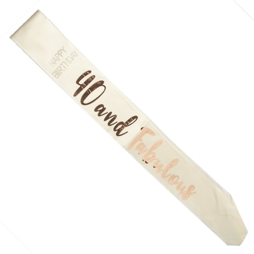 40 and Fabulous Rose Gold on White Sash - Main Image