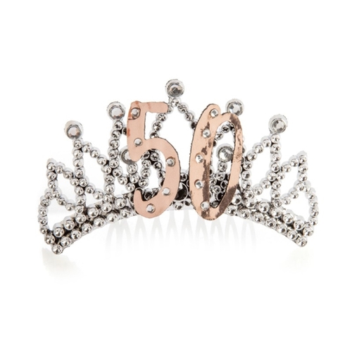 50th Rose Gold and Silver Tiara - Main Image