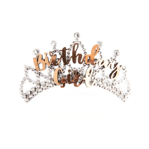 Birthday Girl Rose Gold and Silver Tiara - Main Image