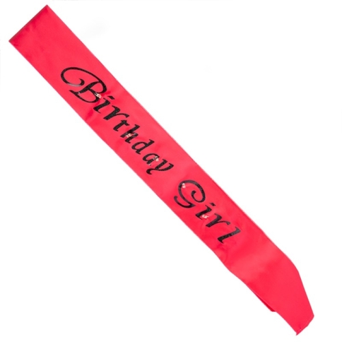 Hot Pink Birthday Girl Flashing Sash - Main Image