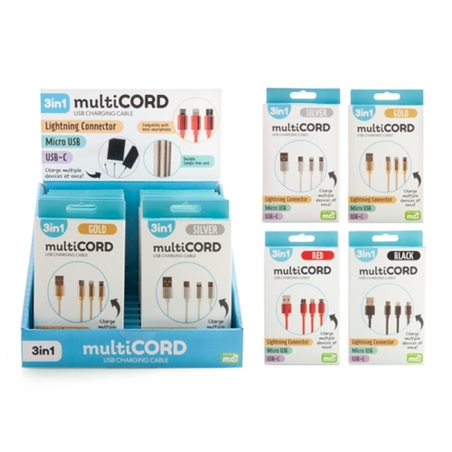 Multicord 3-in-1 Charging Cable (SENT AT RANDOM) - Main Image