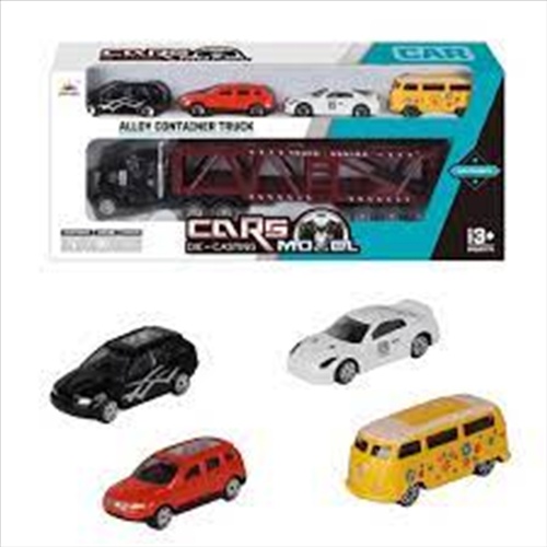 Car Carrier With 4 Diecast Cars (SENT AT RANDOM) - Main Image