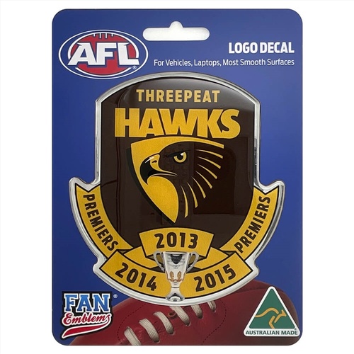 Fan Emblems Afl - Hawthorn Hawks Threepeat Logo Decal - Main Image