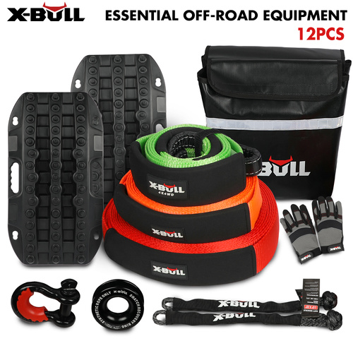 X-BULL 4WD Winch Recovery Kit 12Pcs Recovery Tracks Snatch Strap Soft Shackles Recovery Ring - Main Image