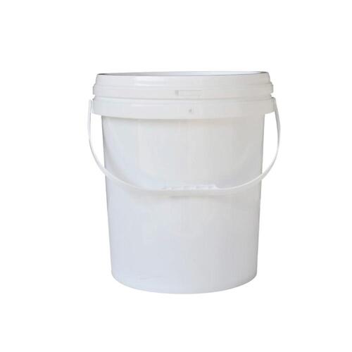 Bulk 10x 10L Plastic Buckets + Lids - Empty White With Handle - Large Food Pail - Main Image