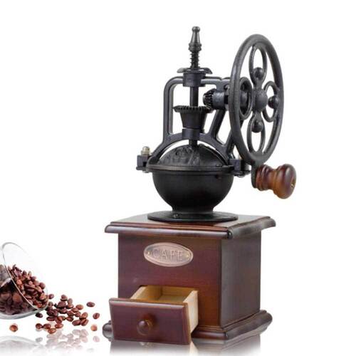 Coffee Bean Grinder - Vintage Retro Manual Wood Hand Wheel Nut Mill - Main Image