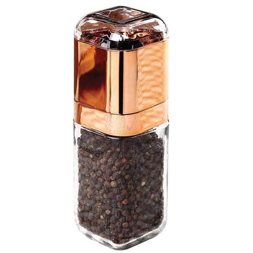 Salt and Pepper Grinder - 180ml Glass Design + Rose Gold Bottle Manual Hand Mill - Main Image
