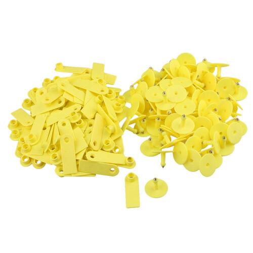 100x Cattle Ear Tags 5x2cm Set - Mini Yellow Blank Pig Goat Livestock Label - Main Image