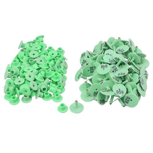 1-100 Cattle Number Ear Tags Set - Round Green Pig Sheep Goat Livestock Label - Main Image