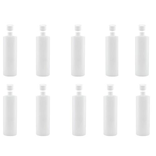 10x 500ml Clear HDPE Round Bottle + 28/410 Caps - Empty Plastic Food Storage - Main Image