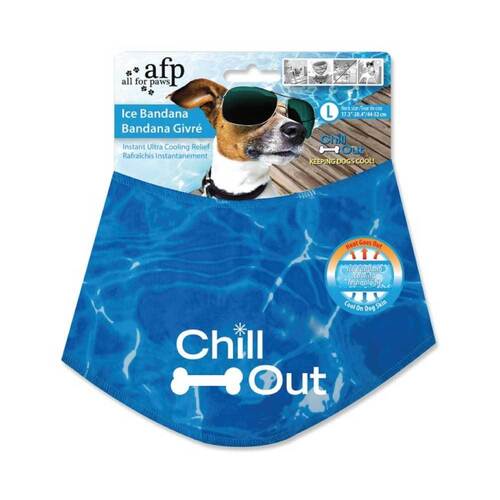 L - Dog Cooling Bandana Ice Neck Collar AFP Chill Out Pet Cool Scarf Cold Large - Main Image