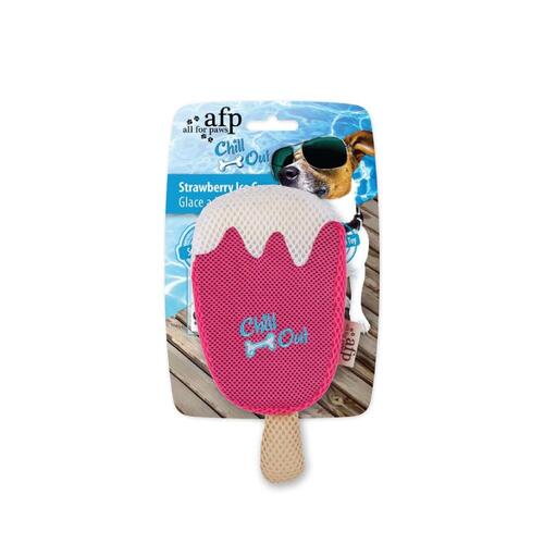 Dog Drinking Sponge Soak - Strawberry Ice Cream Shape Chew Play Toy AFP - Pink - Main Image
