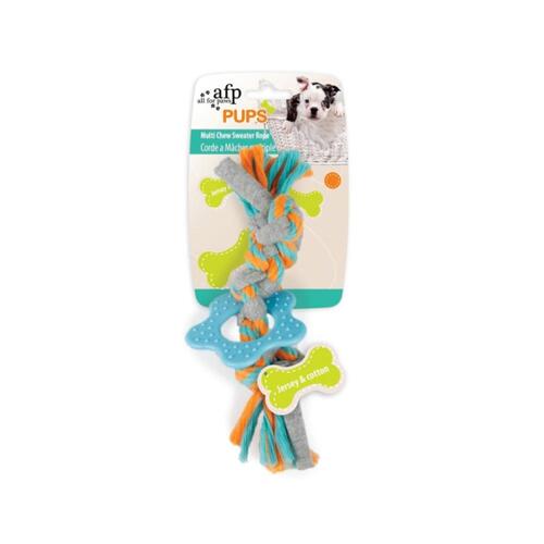 Puppy Multi Chew Rope Ring Toy - Dog Knotted Braided Cotton Teething Play AFP - Main Image