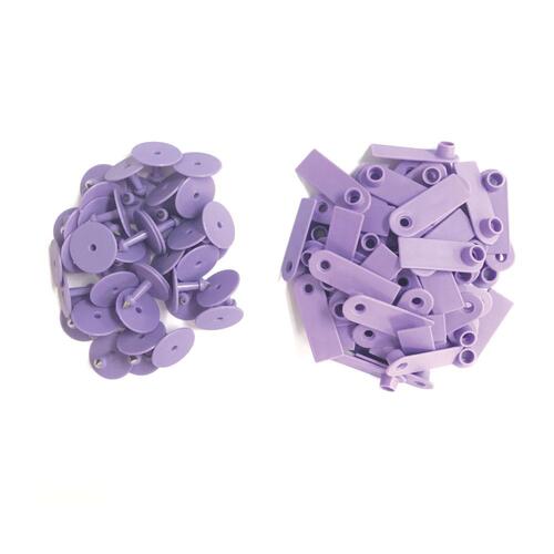 100x Cattle Ear Tags 5x2cm Purple Cow Sheep Pig Small Animal Livestock Label Tag - Main Image