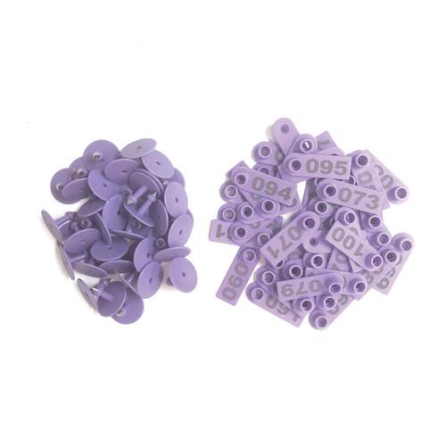 1-100 Cattle Number Ear Tags 5x2cm Purple Cow Sheep Pig Small Livestock Labels - Main Image