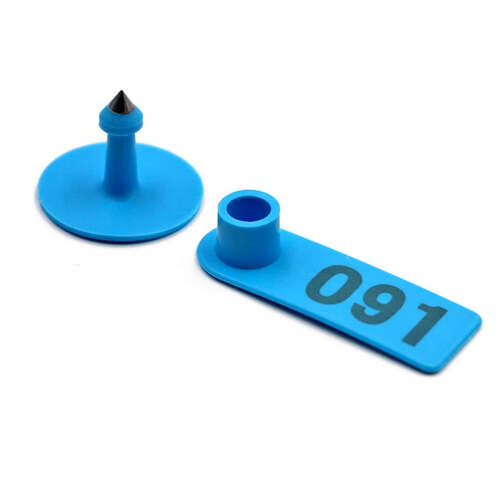 1-100 Cattle Number Ear Tags Set 5x2cm - Blue Small Cow Sheep Pig Livestock Label - Main Image