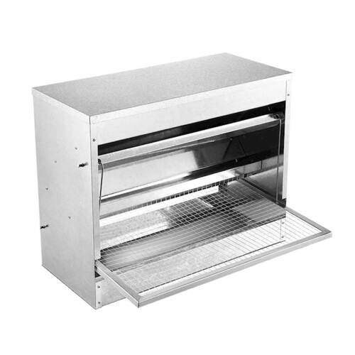 10kg Automatic Chook Chicken Feeder Poultry Auto Treadle Galvanised Metal Coop - Main Image