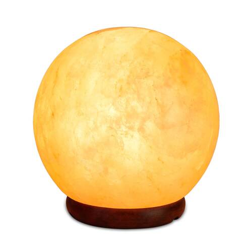 12V 12W 6.5" Ball Himalayan Pink Salt Lamp Carved Rock Crystal Light Bulb On/Off - Main Image