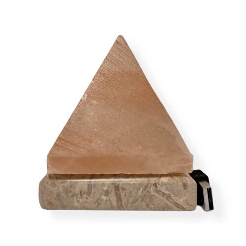 USB Himalayan Salt Lamp - Pyramid Triangle Carved Shape Pink Crystal Rock Light - Main Image