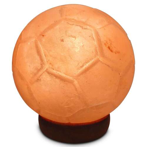 12V 12W Soccer Himalayan Pink Salt Lamp Carved Ball Rock Crystal Light Bulb On/Off - Main Image
