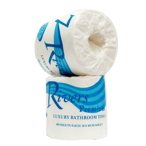 48x Toilet Paper Rolls 7 Rivers 2 Ply 400 Sheet Bulk Individually Wrapped Roll - Main Image